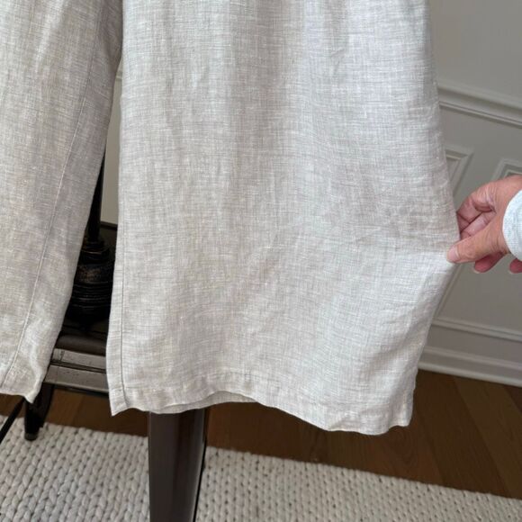 Yuvita Linen 100% Linen Wide Leg Cropped Pants Flax Color $100 M - Picture 4 of 8
